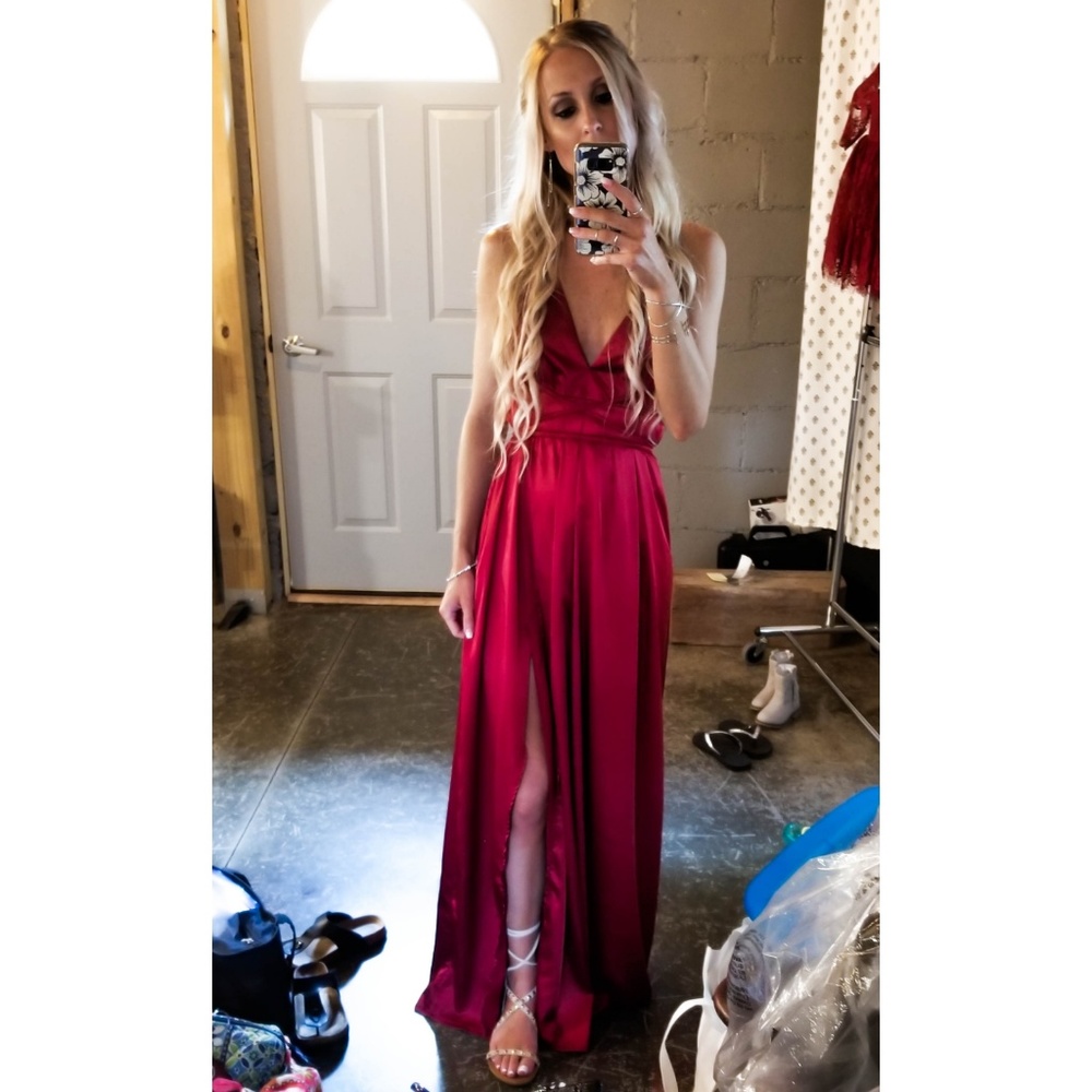 White Fox Boutique Wine Maxi Dress